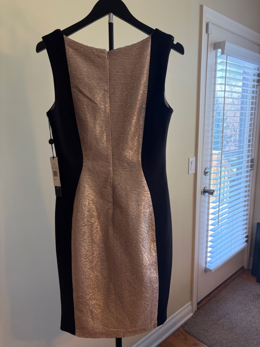 Jax Black Dress with Gold Metallic Center Panel - Picture 3 of 3